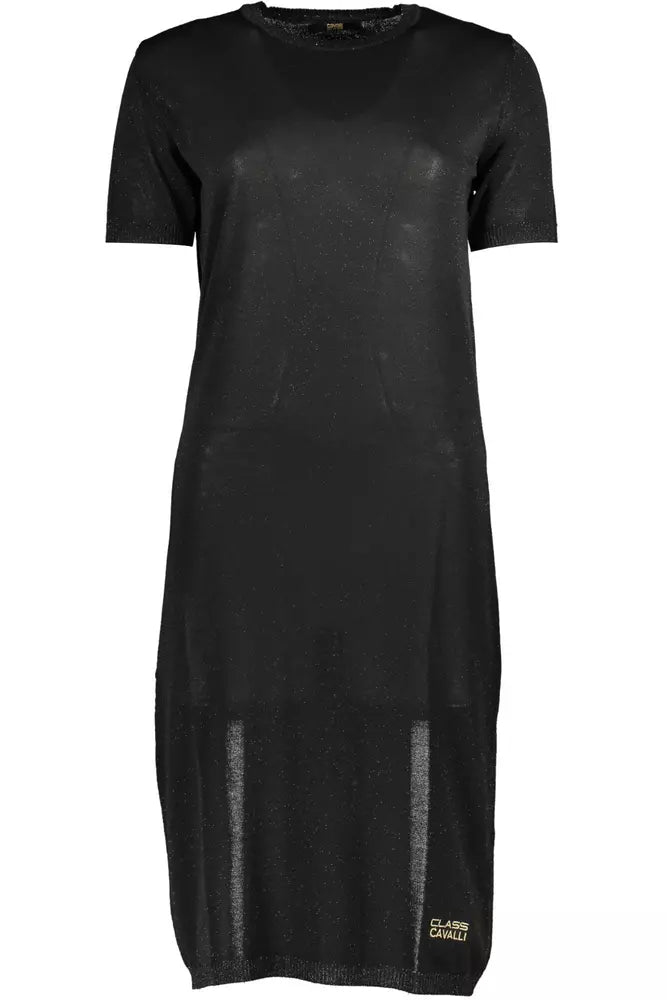 Chic Black Sticked Short Sleeve Kleid