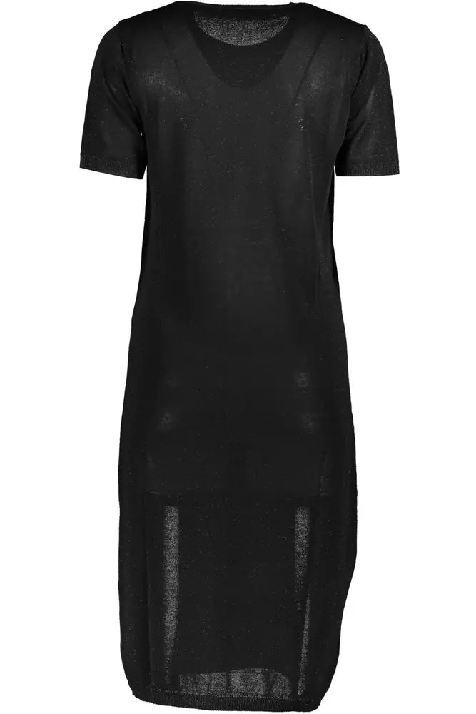 Chic Black Sticked Short Sleeve Kleid