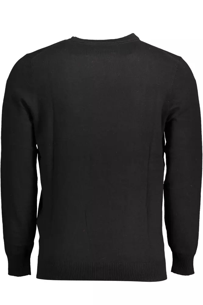 Eleganter langärmeliger schwarzer Baumwollmischpullover