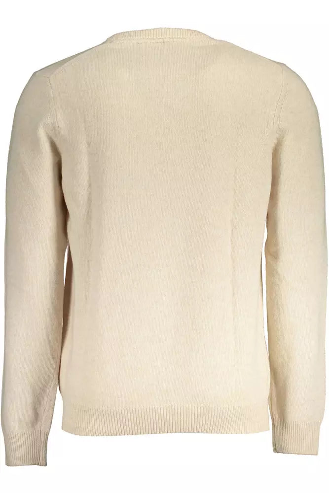 Maglie a collo rotondo in lana di lana beige