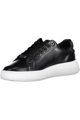 Sleek Black Contrasting Lace-Up Sneakers