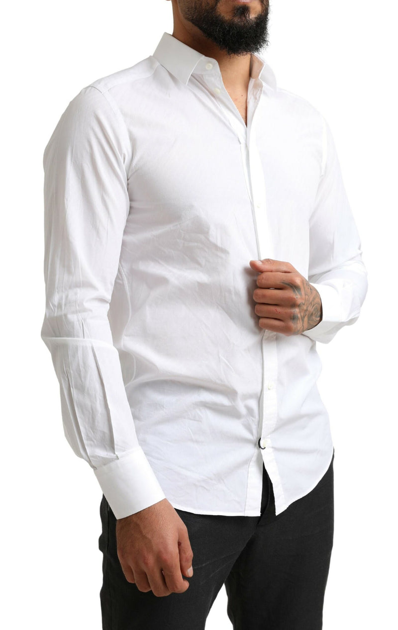 Elegant White Cotton Martini Dress Shirt