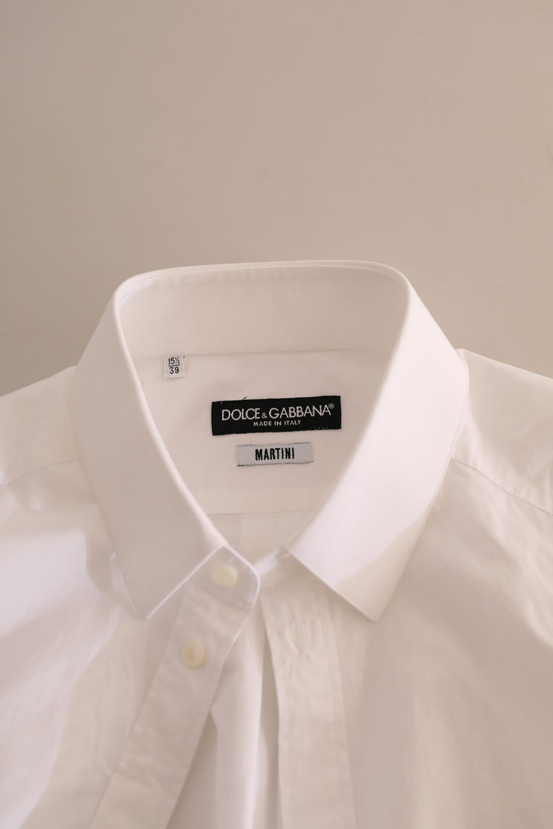 Camisa de vestir de martini de algodón blanco elegante