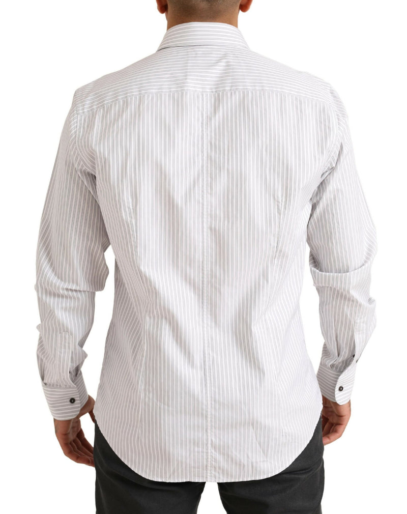 Elegante camisa de vestir de algodón a rayas blancas