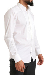 Elegante camisa de vestir de algodón blanco y ajuste