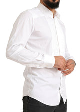 Elegante camisa de vestir de algodón blanco y ajuste