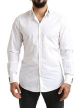 Camisa de algodón blanco de elegancia italiana