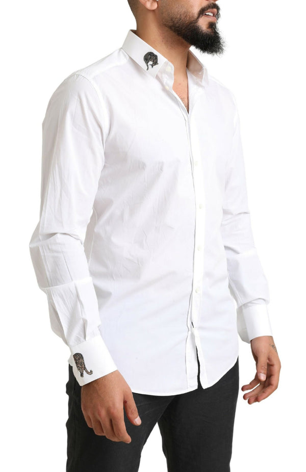 Camisa de algodón blanco de elegancia italiana