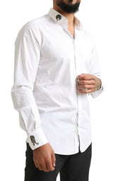 Camisa de algodón blanco de elegancia italiana