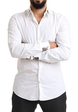 Camisa de algodón blanco de elegancia italiana