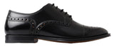 Eleganti scarpe Oxford Wingtip in pelle nera