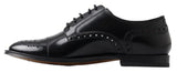 Eleganti scarpe Oxford Wingtip in pelle nera