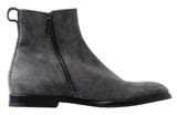 Elegante graue Chelsea -Lederstiefel