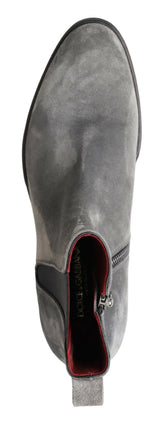 Elegante graue Chelsea -Lederstiefel