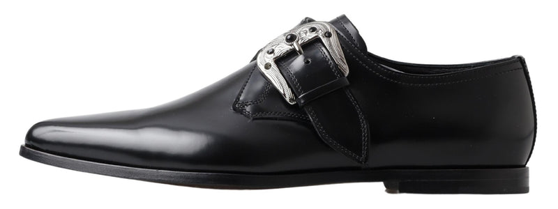 Elegant Black Leather Monk Strap Shoes