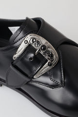 Elegant Black Leather Monk Strap Shoes