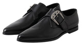 Elegant Black Leather Monk Strap Shoes