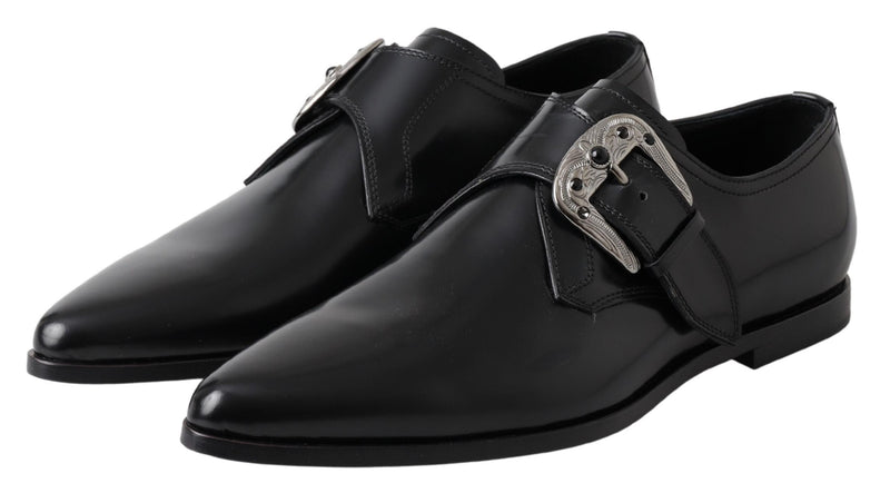 Elegante schwarze Ledermönchsgurtschuhe