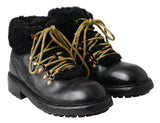 Bottes de cuir masculin élégantes de style shearling