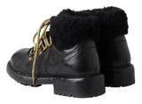 Bottes de cuir masculin élégantes de style shearling