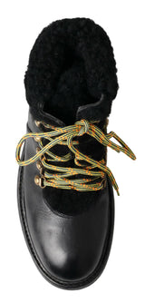 Elegant Shearling Style Men's Leather Boots