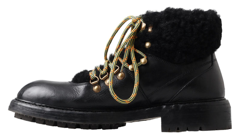 Bottes de cuir masculin élégantes de style shearling