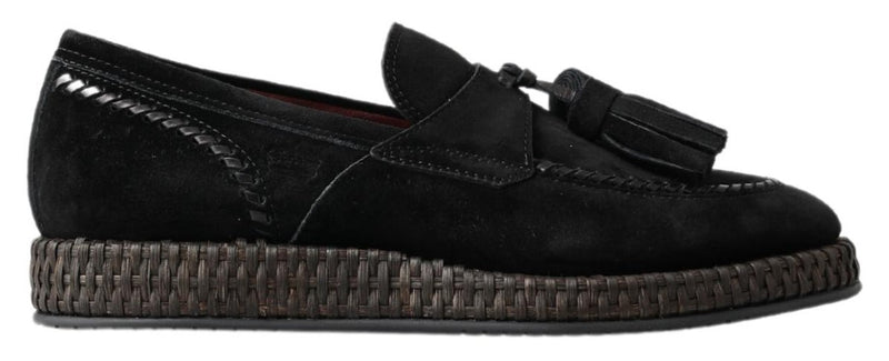 Sneaker chic black in pelle scamosciata nera