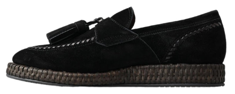 Chic schwarze Wildleder -Espadrille -Sneakers