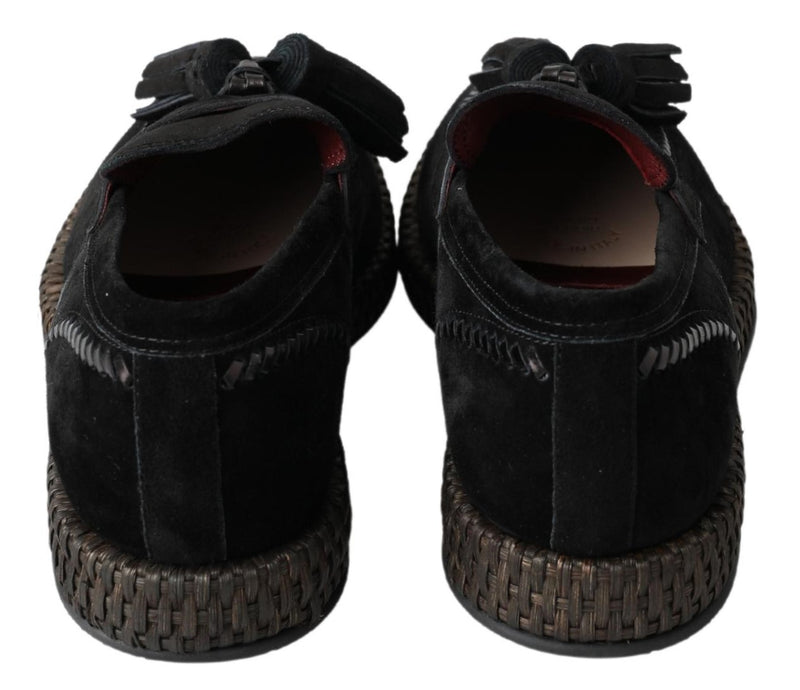 Chic schwarze Wildleder -Espadrille -Sneakers