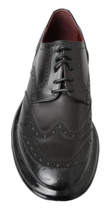 Elegante schwarze Leder -Derby -Schuhe