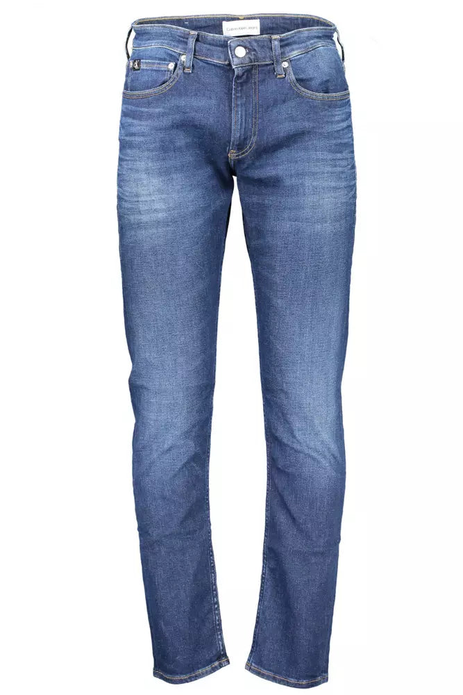 Sleek Slim Fit Blue Jeans with Recycled Cotton