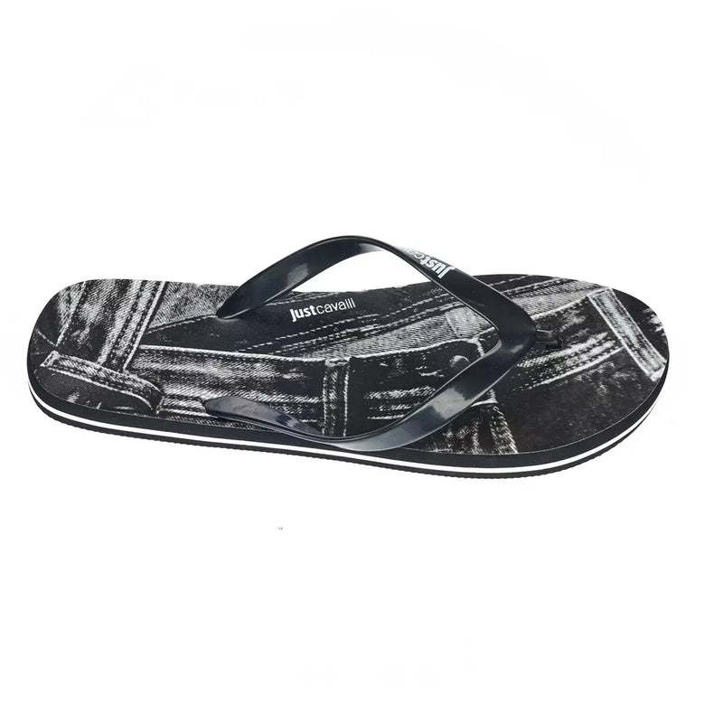 Schlankes schwarzes Logo Flip Flops für Männer