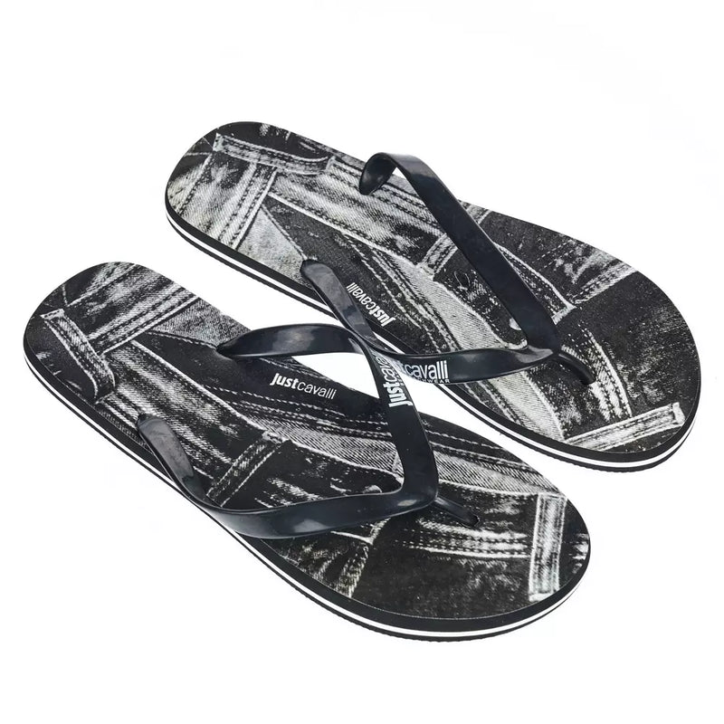 Schlankes schwarzes Logo Flip Flops für Männer