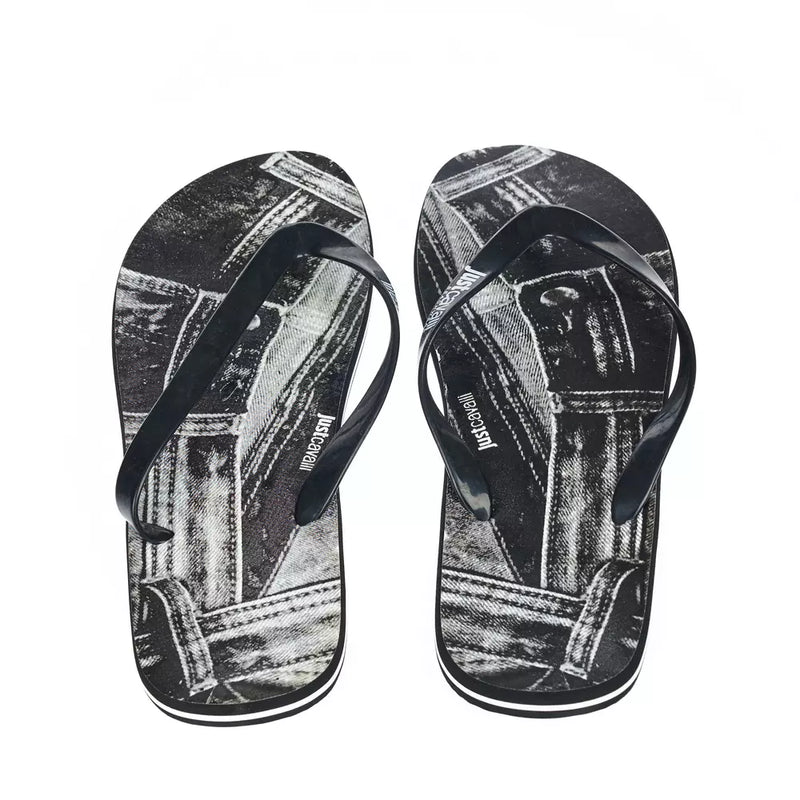 Schlankes schwarzes Logo Flip Flops für Männer