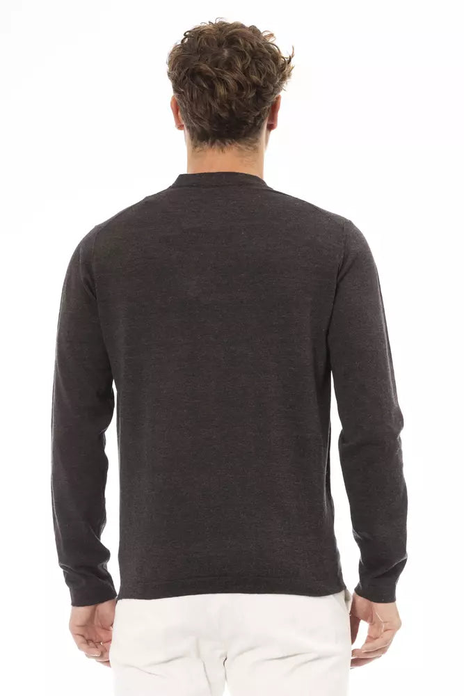 Κομψό πουλόβερ Brown Crewneck για άντρες