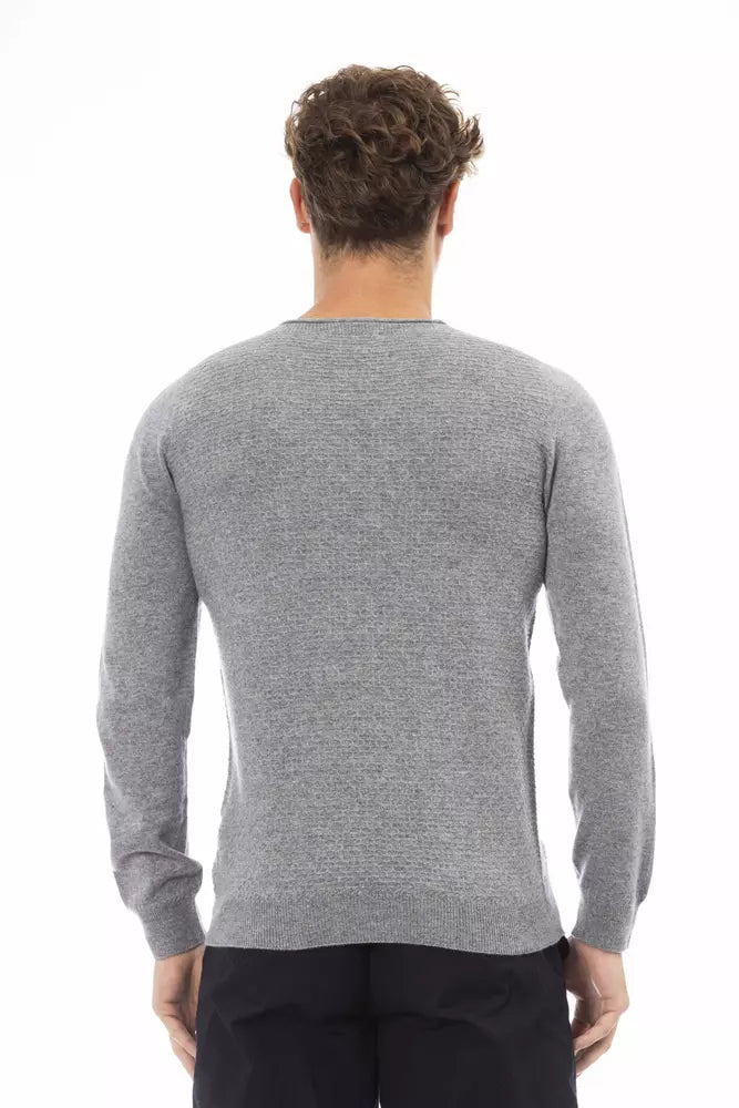 Elegante maglione da equipaggiamento grigio per uomini