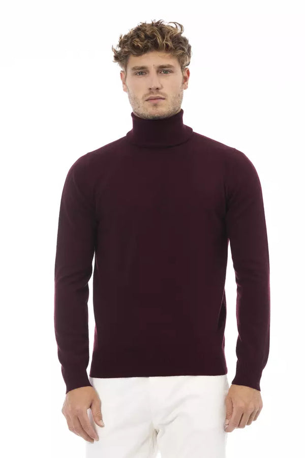 Elegante maglione di dolcevita bordeaux per uomini