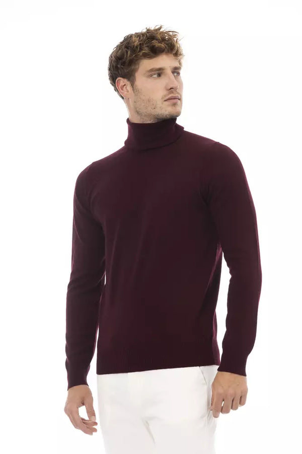 Burgundy Wool Men Sweater