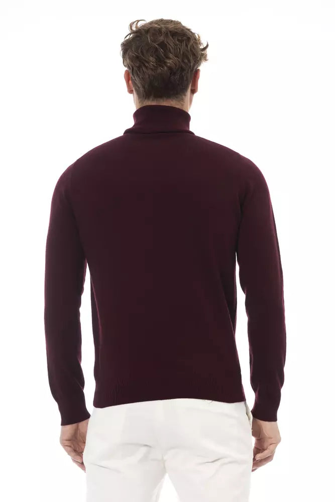 Élégant pull à col roulé bordeaux pour les hommes