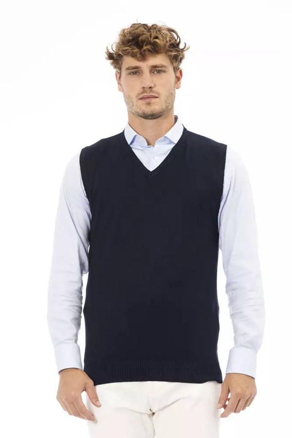 Elegante chaleco azul de cuello en V para hombres