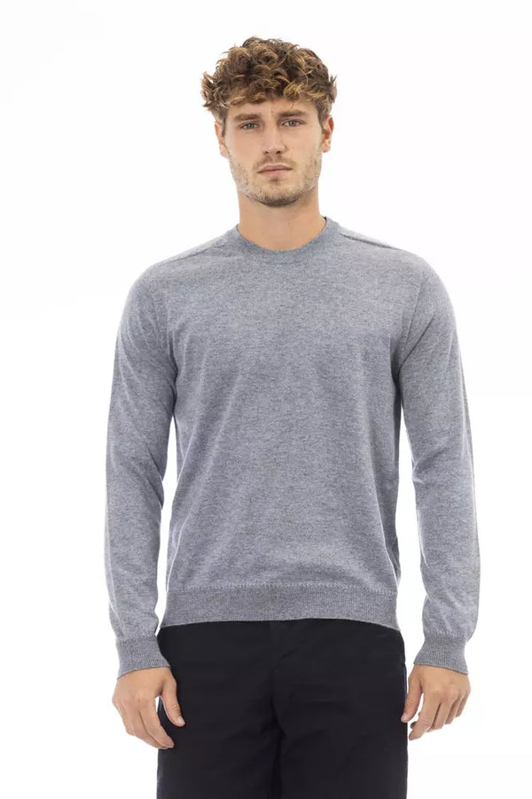 Eleganter hellblauer Crewneck -Pullover - Alpha Studio