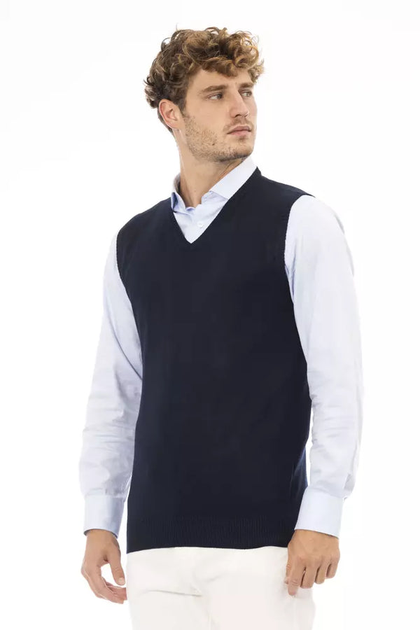 Elegante chaleco azul de cuello en V para hombres