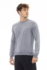 Eleganter hellblauer Crewneck -Pullover - Alpha Studio