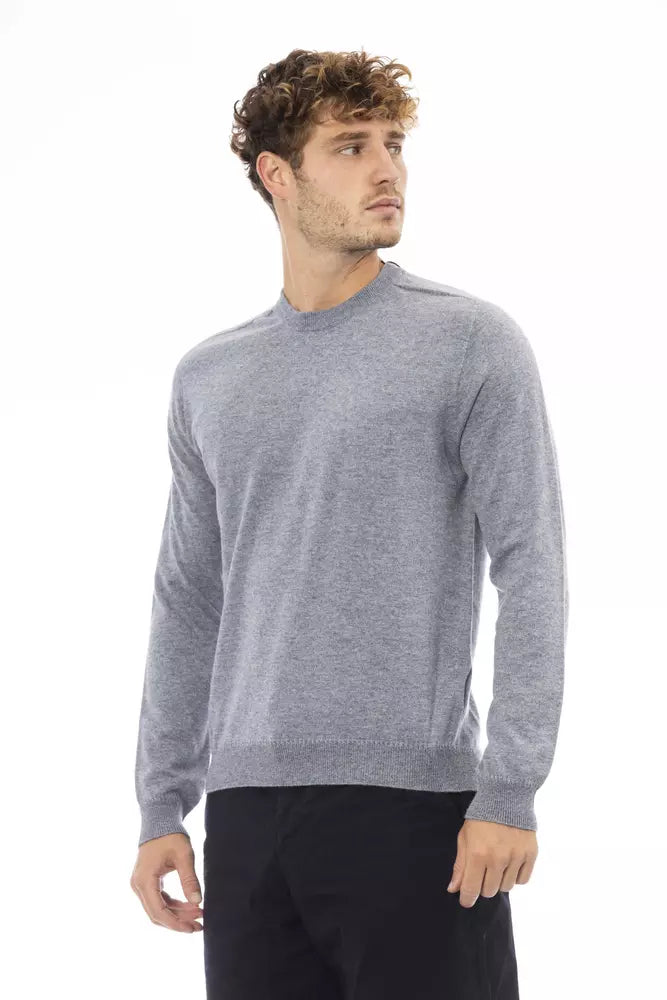 Light Blue Viscose Men Sweater