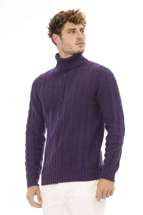 Eleganter lila Rollkragenpullover für Männer