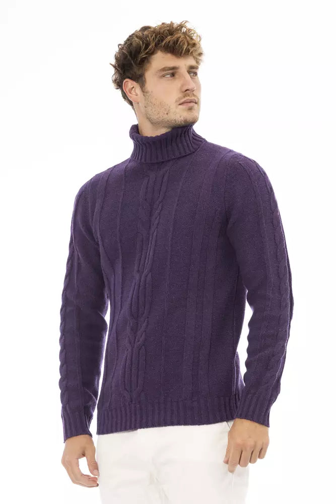 Pull à col roulé violet élégant pour les hommes