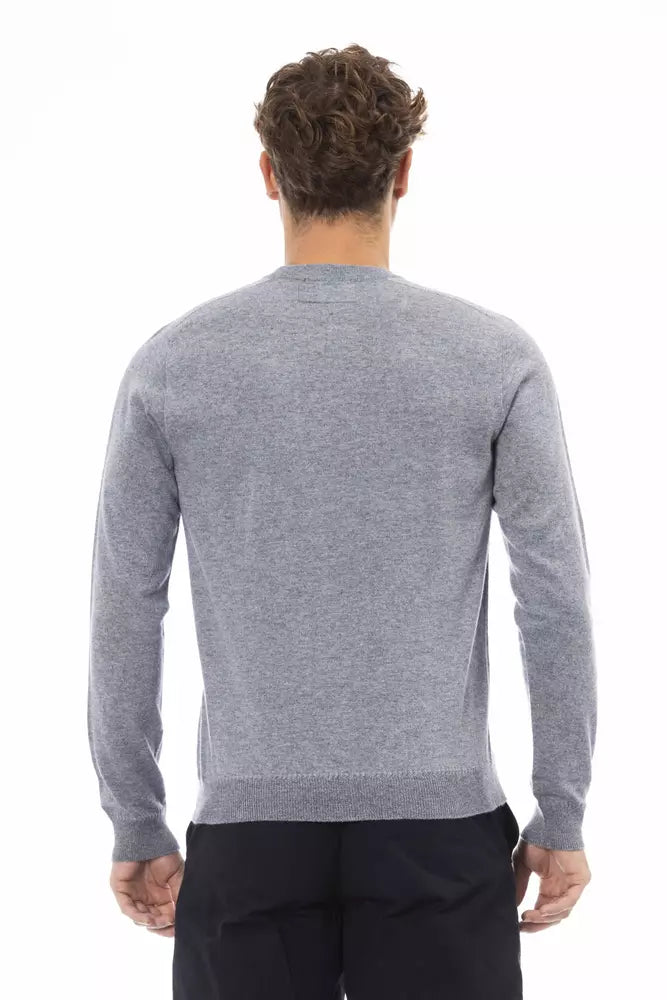 Eleganter hellblauer Crewneck -Pullover - Alpha Studio