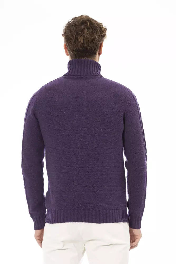 Elegante maglione di dolcevita viola per uomini