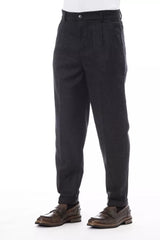 Elegante graue Wollmischhose