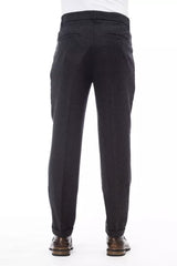 Elegantes pantalones de mezcla de lana gris